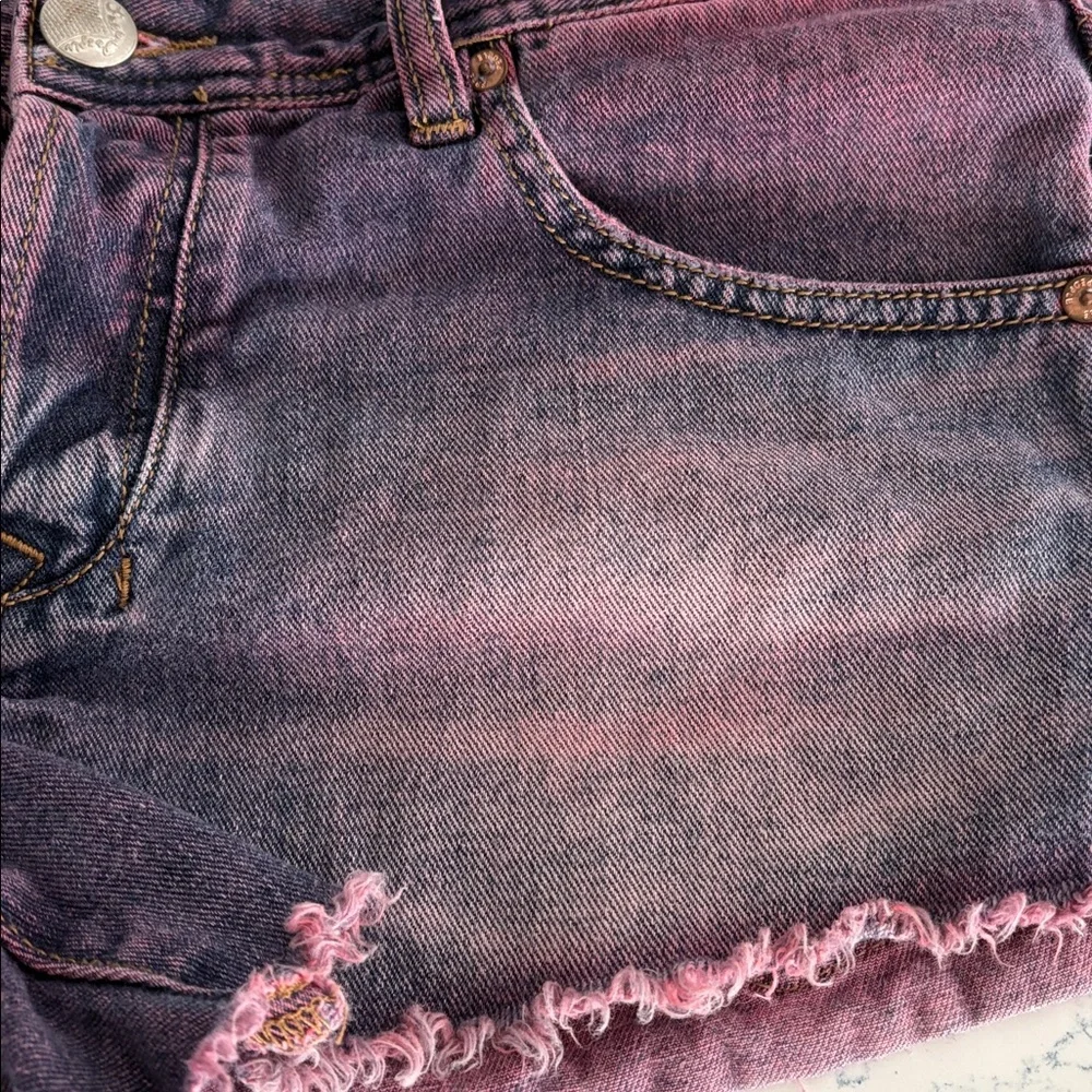 Free People Pink and Purple Ombre Jean Shorts